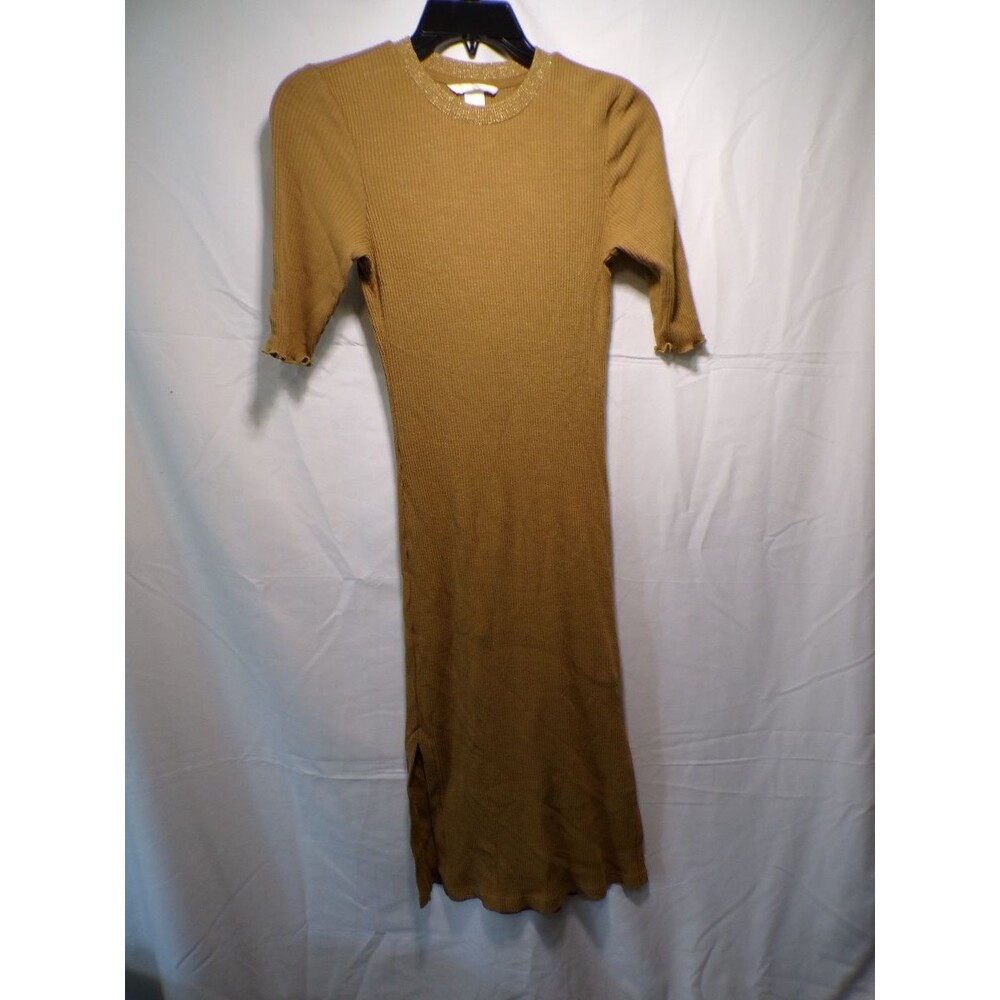Urban Outfitters Women's Ribbed Knit Bodycon Long Dress Brown XS